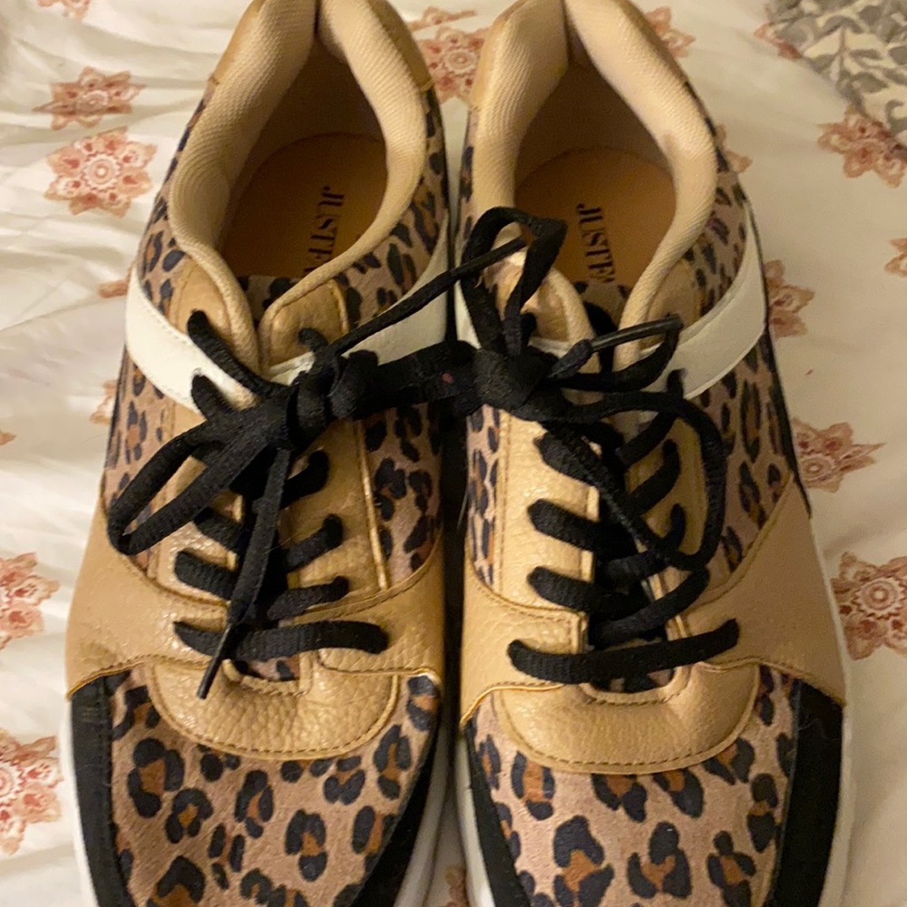 JustFab Cheetah print sneakers worn twice